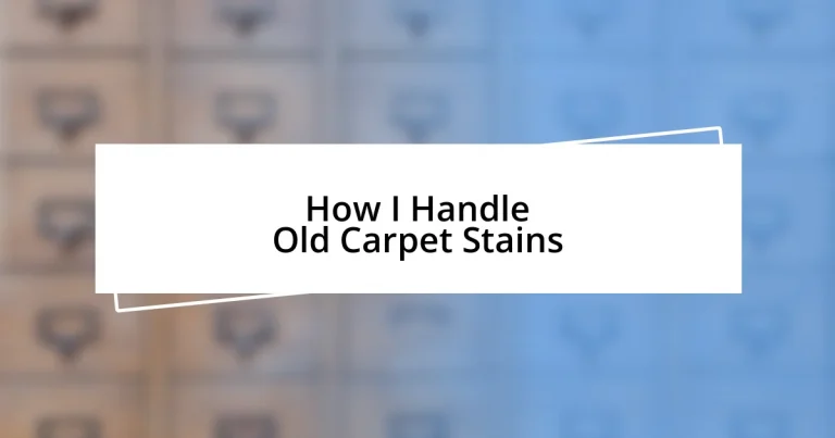 How I Handle Old Carpet Stains