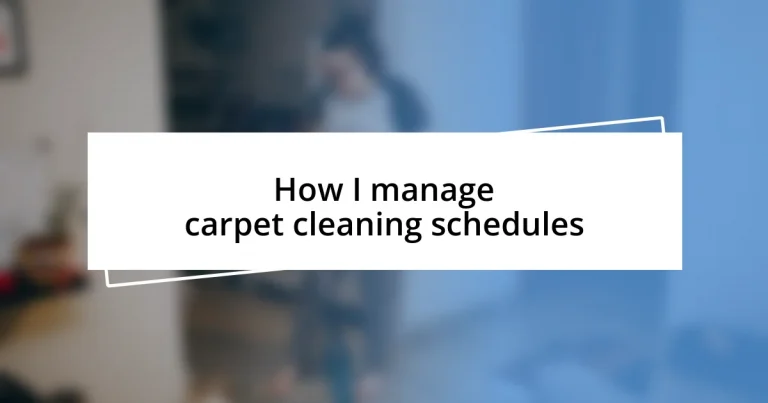 How I manage carpet cleaning schedules