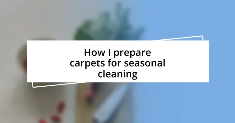 How I prepare carpets for seasonal cleaning