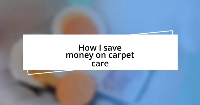 How I save money on carpet care