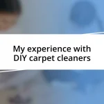 My experience with DIY carpet cleaners