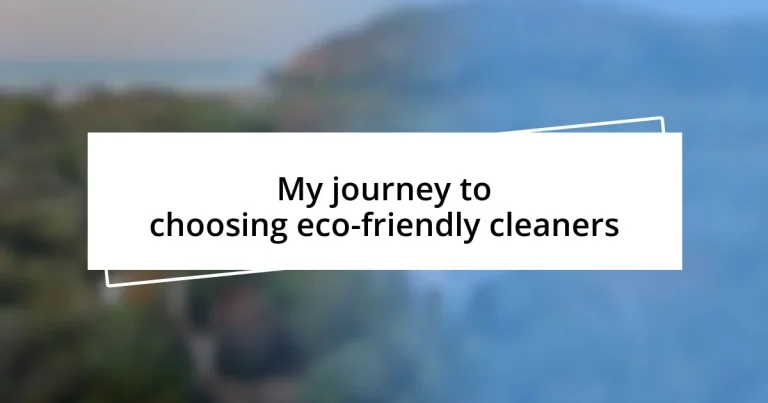 My journey to choosing eco-friendly cleaners