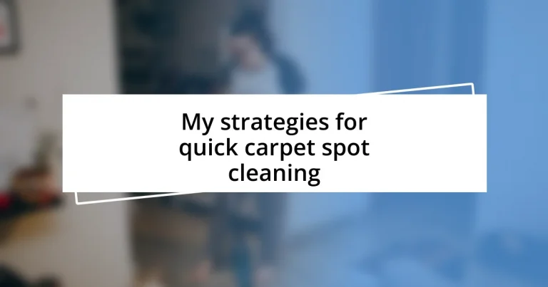 My strategies for quick carpet spot cleaning