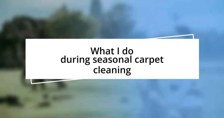 What I do during seasonal carpet cleaning