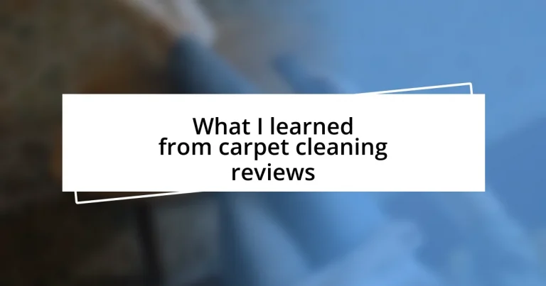 What I learned from carpet cleaning reviews