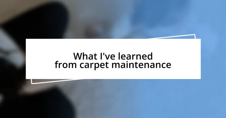 What I’ve learned from carpet maintenance