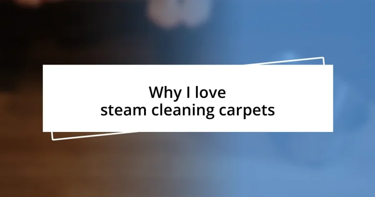 Why I love steam cleaning carpets