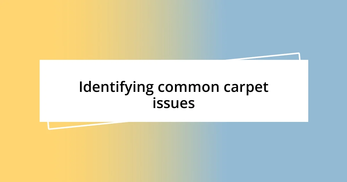 Identifying common carpet issues