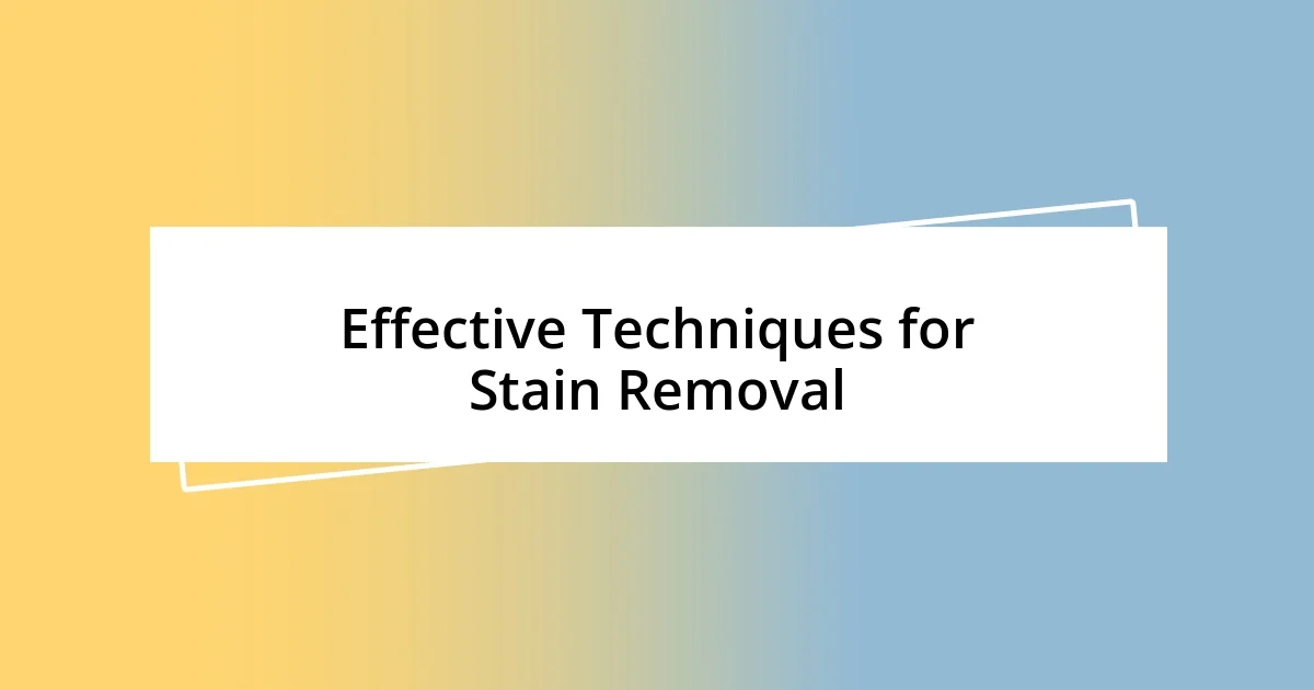 Effective Techniques for Stain Removal