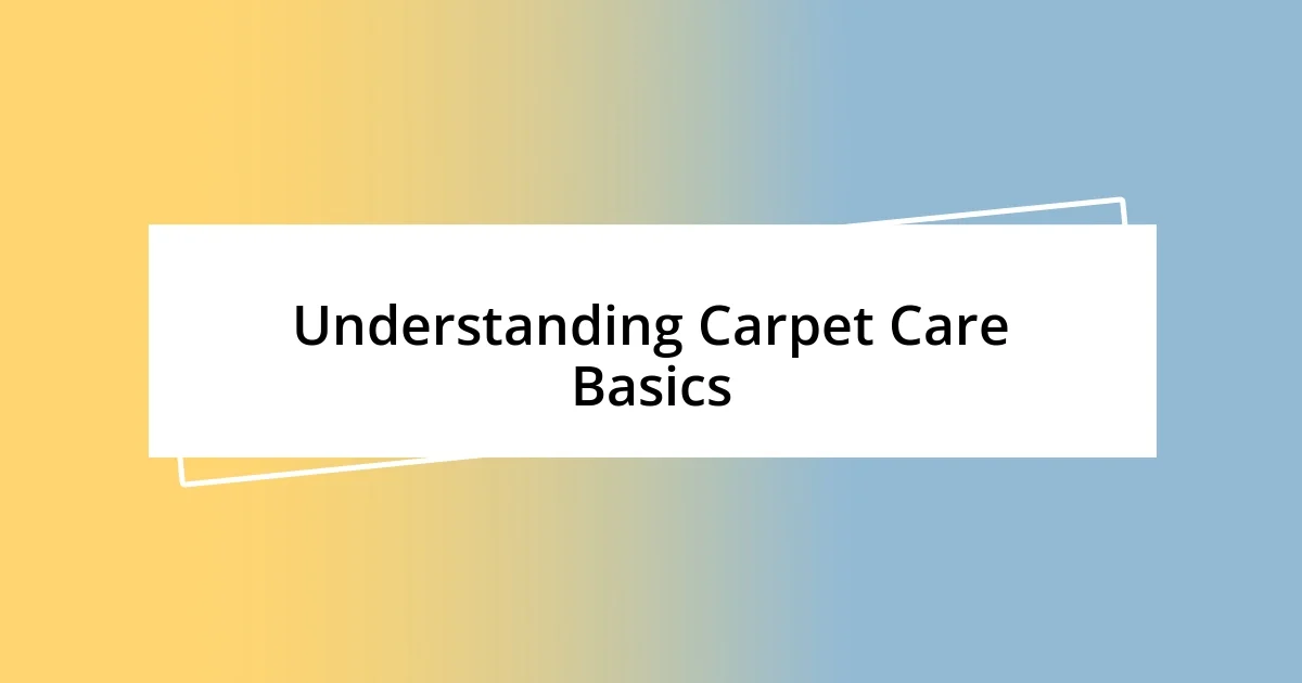 Understanding Carpet Care Basics