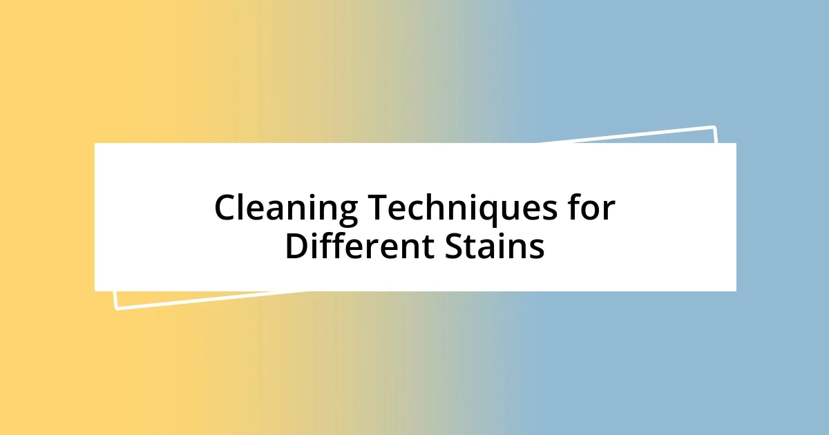 Cleaning Techniques for Different Stains