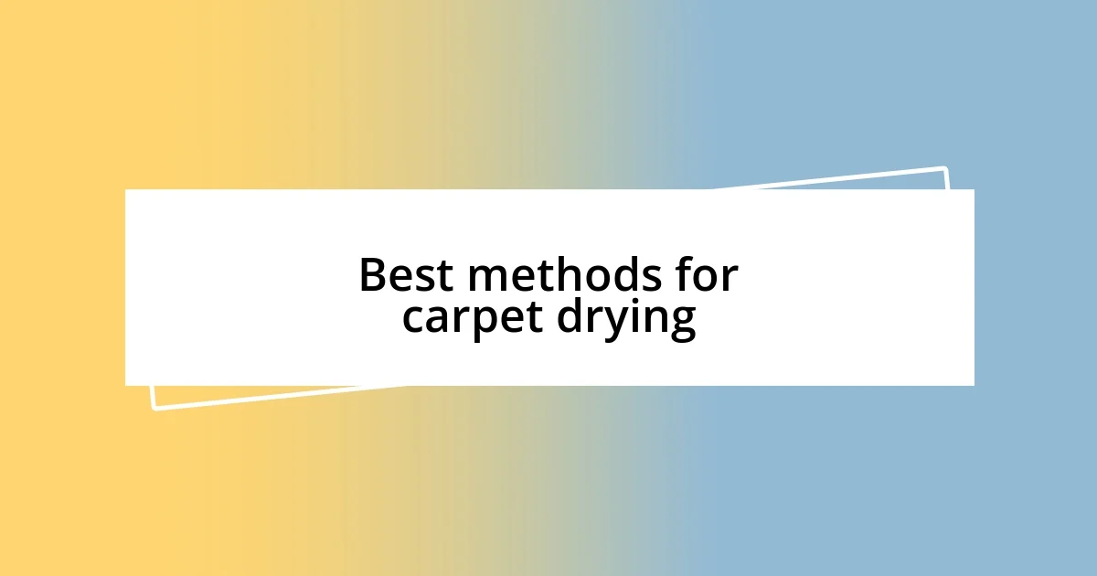 Best methods for carpet drying