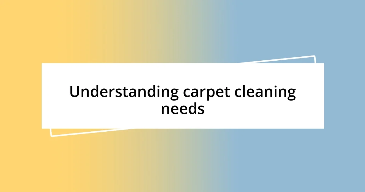 Understanding carpet cleaning needs