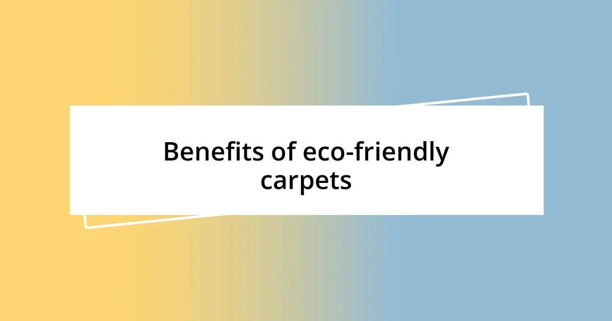 Benefits of eco-friendly carpets