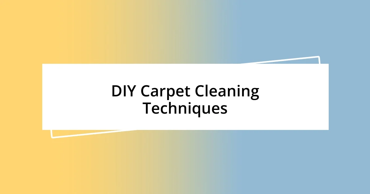 DIY Carpet Cleaning Techniques