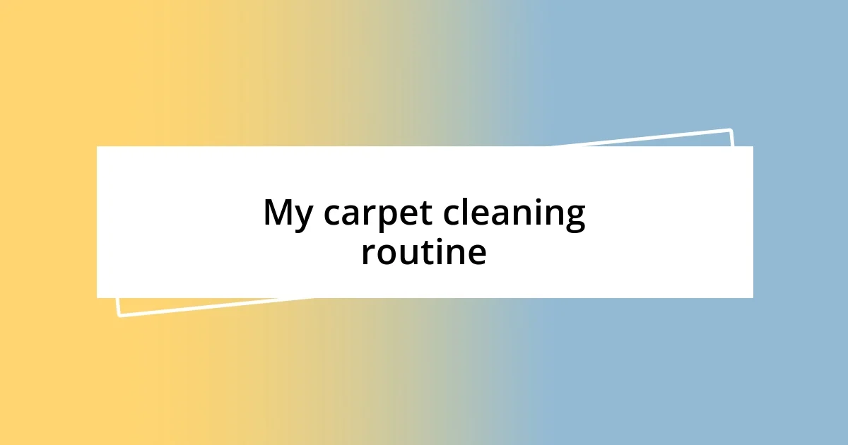 My carpet cleaning routine