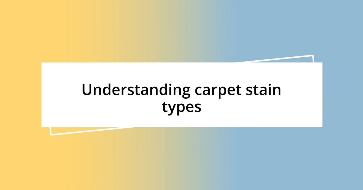 Understanding carpet stain types