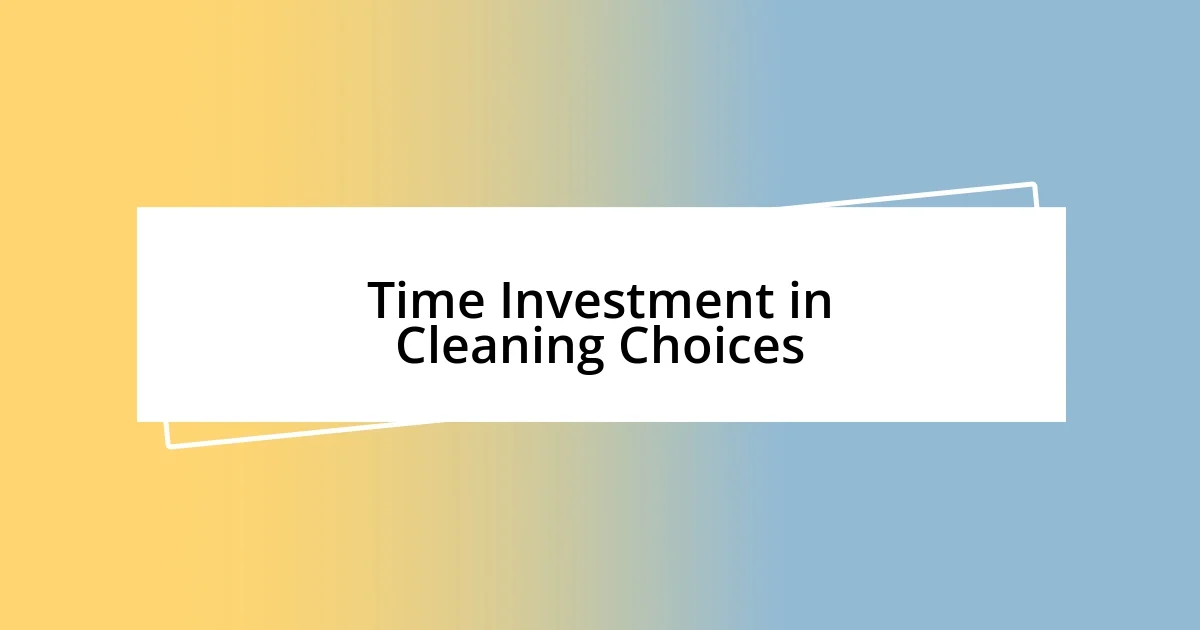 Time Investment in Cleaning Choices