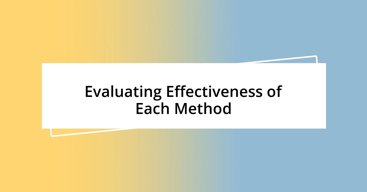 Evaluating Effectiveness of Each Method