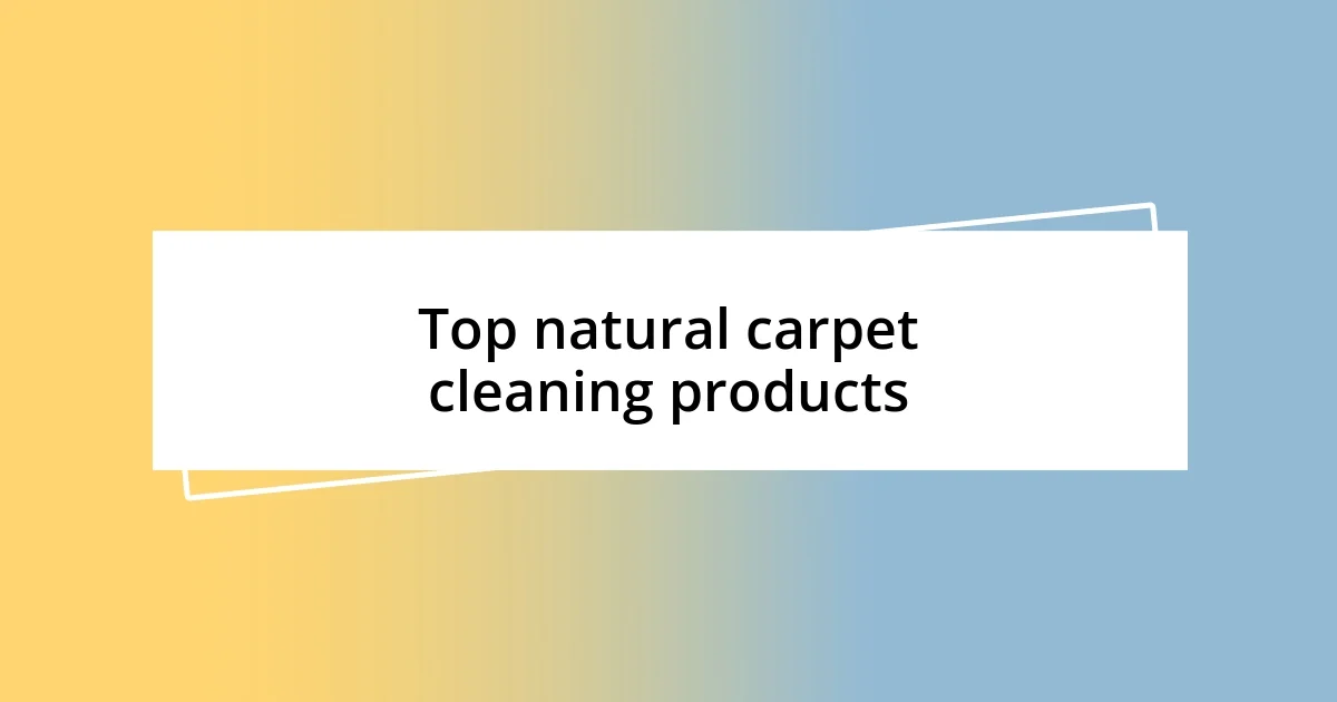 Top natural carpet cleaning products