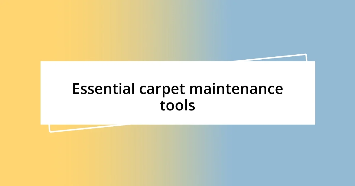 Essential carpet maintenance tools