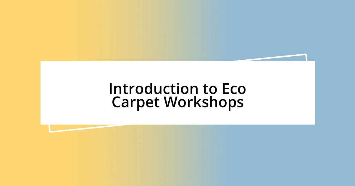 Introduction to Eco Carpet Workshops