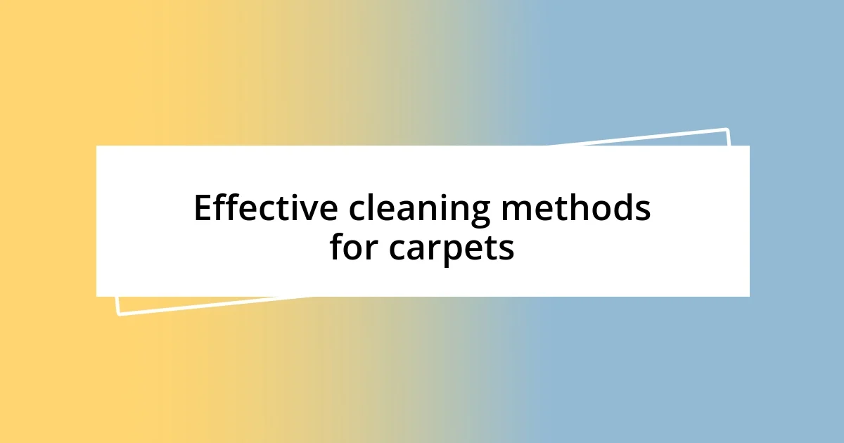 Effective cleaning methods for carpets