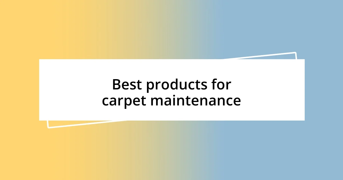 Best products for carpet maintenance