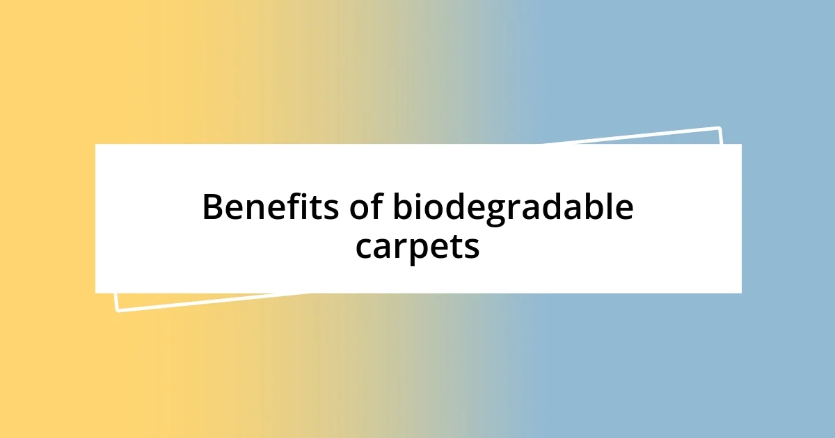 Benefits of biodegradable carpets