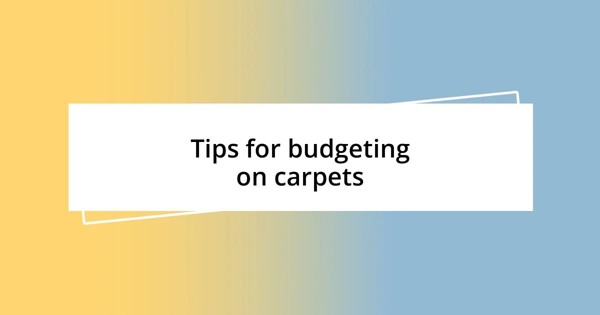 Tips for budgeting on carpets