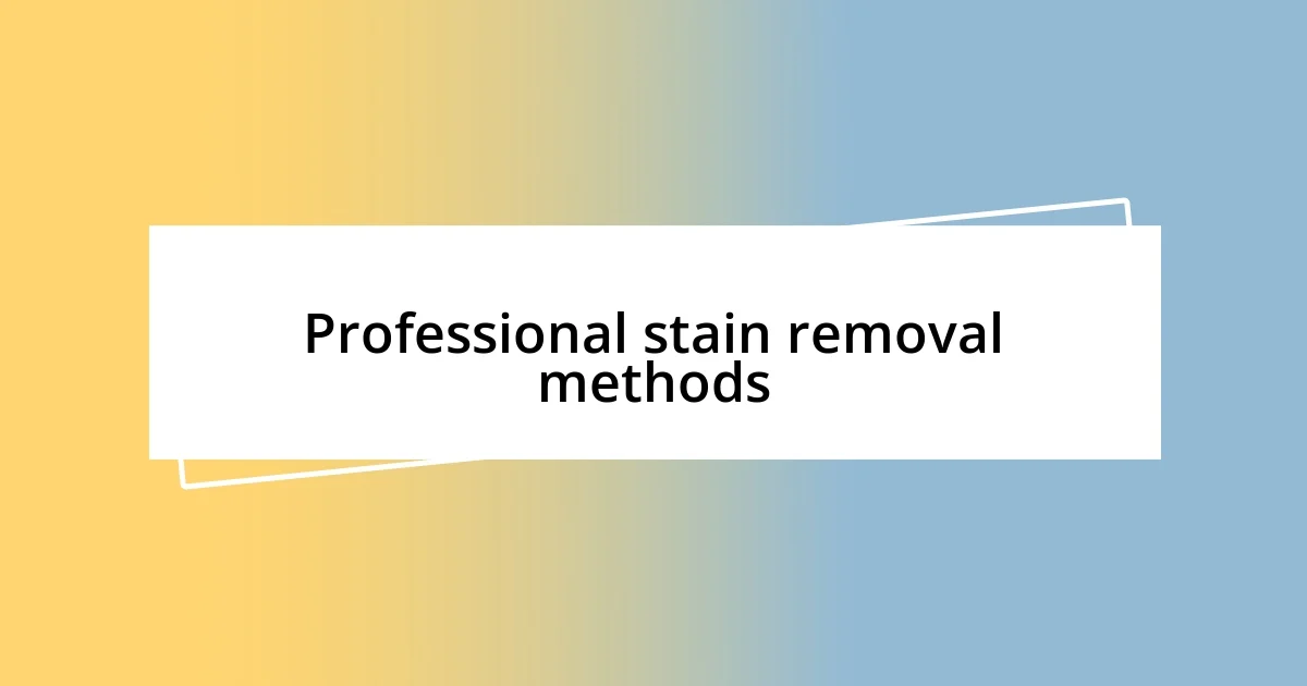 Professional stain removal methods