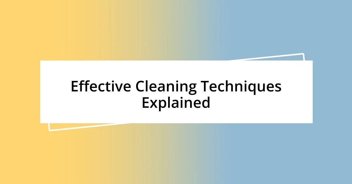 Effective Cleaning Techniques Explained