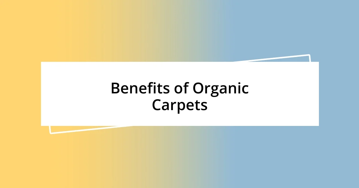 Benefits of Organic Carpets