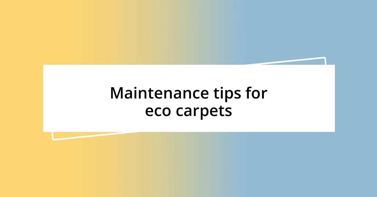 Maintenance tips for eco carpets