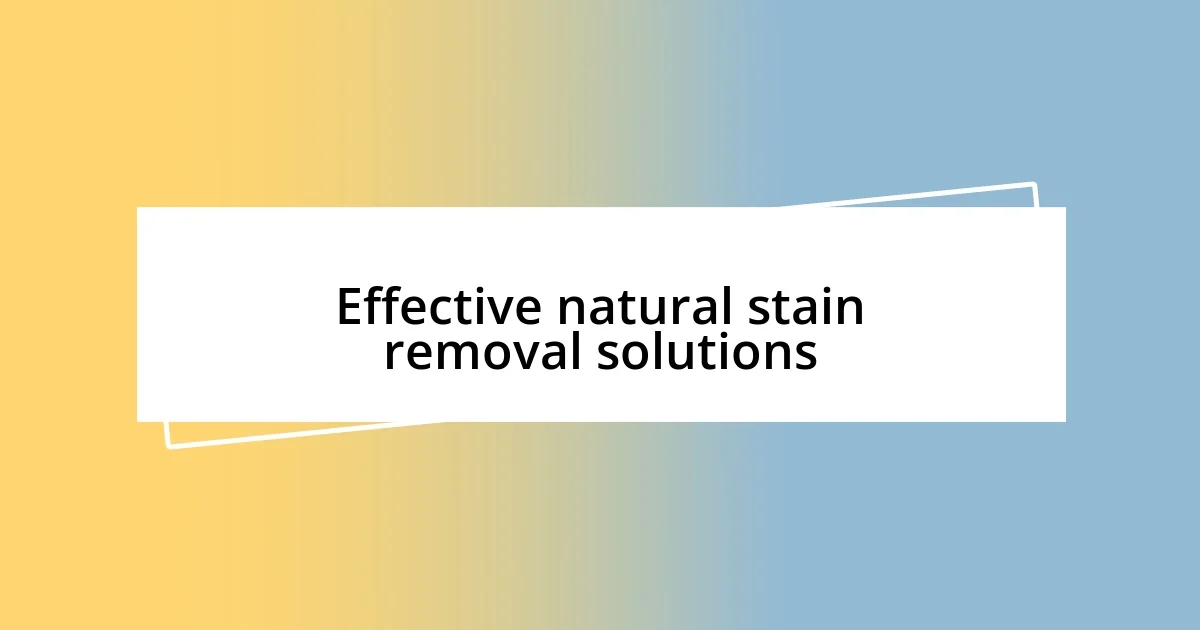 Effective natural stain removal solutions